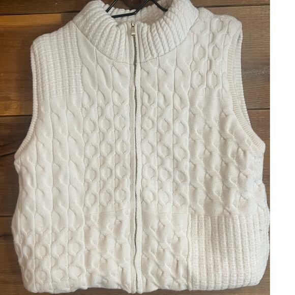 Joie Cream Colored Cable Knit Zip-Up Vest Womans Size‎ XL - Picture 1 of 6